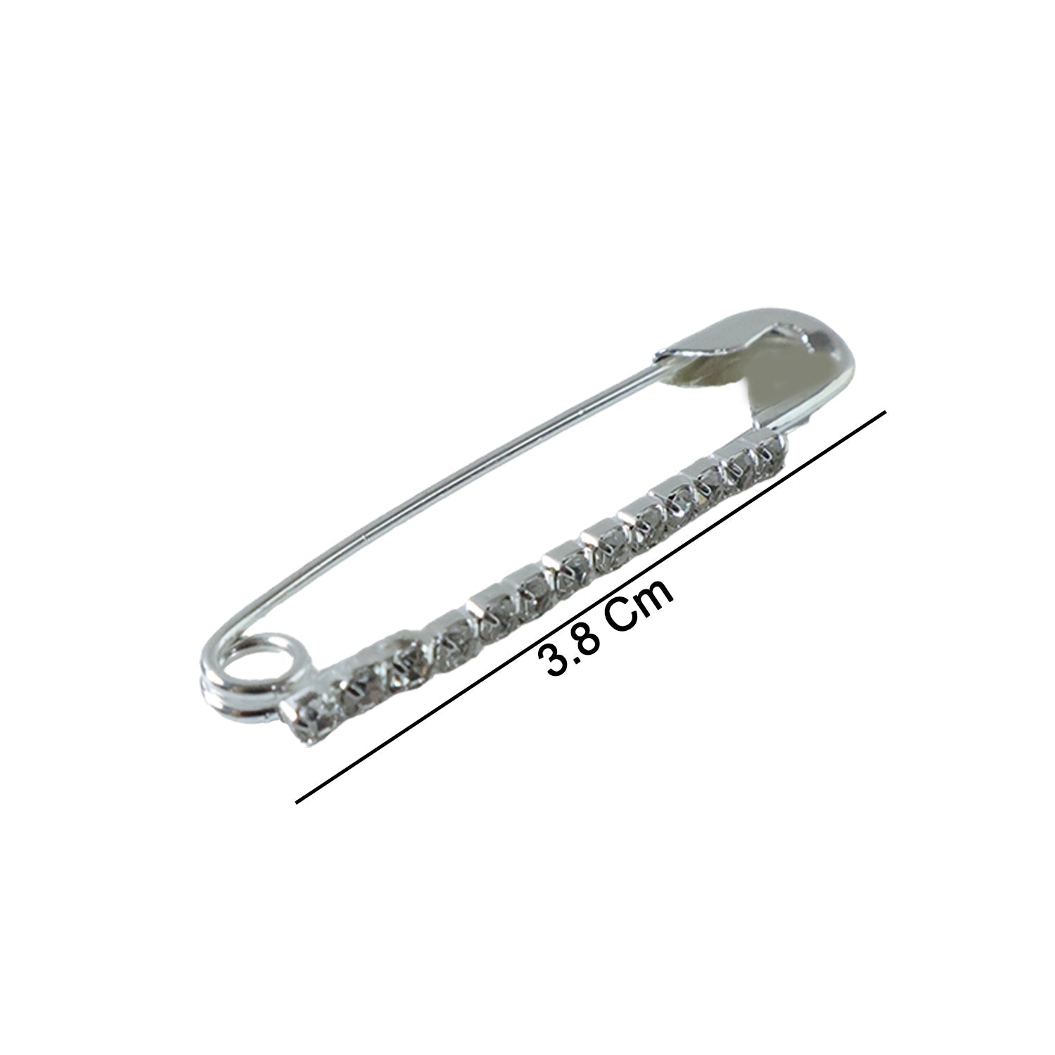 Packaging of silver finish safety pin brooch set with crystal stones