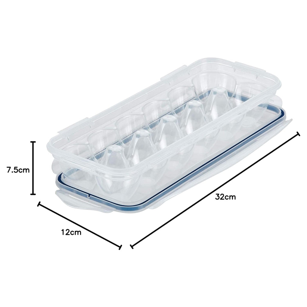 Side view of the stackable egg storage box demonstrating its space-saving design.