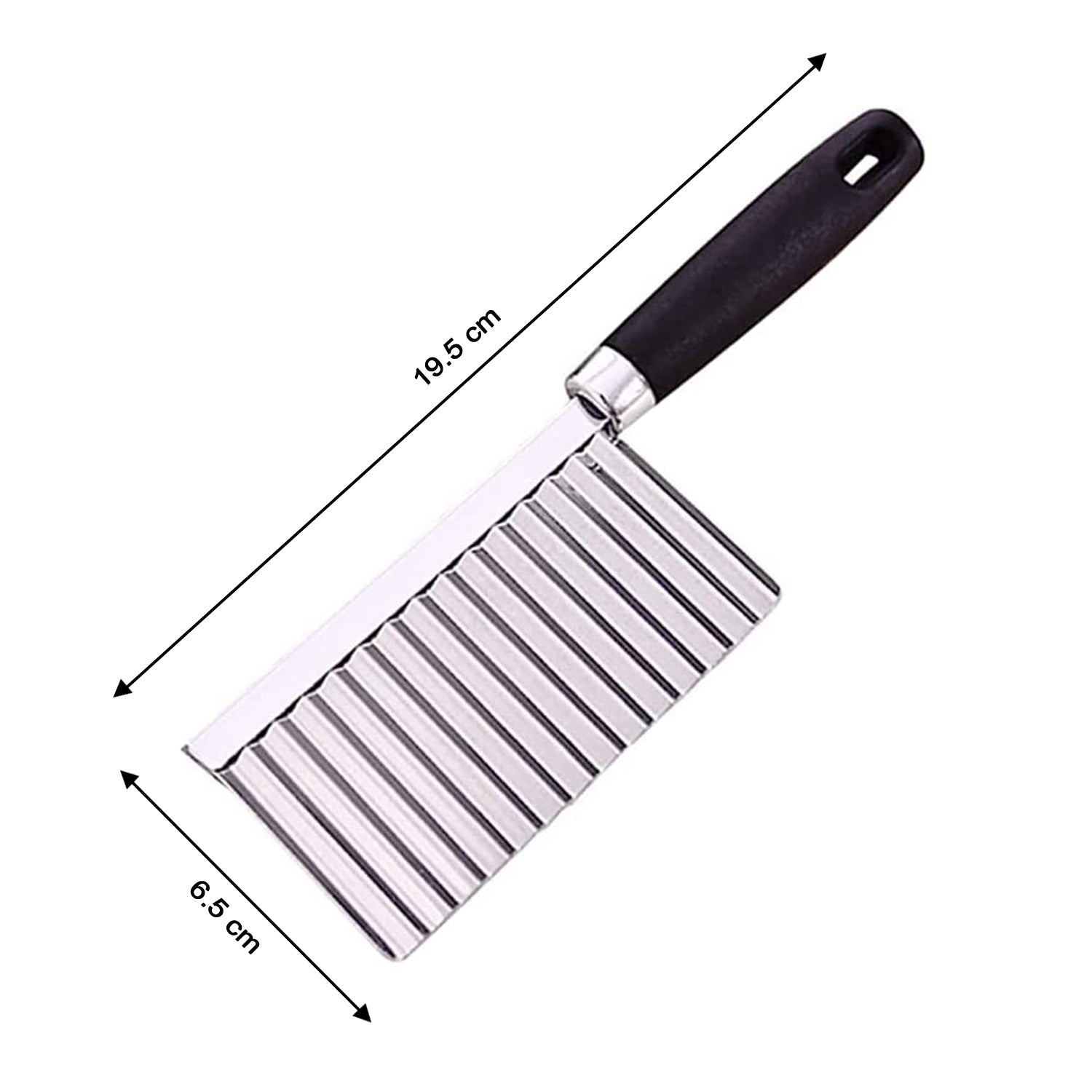 Specifications detail shot of the Quickslice Stainless Steel Crinkle Cutter Knife