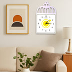 Decorative wall clock with birdcage accent from different angle