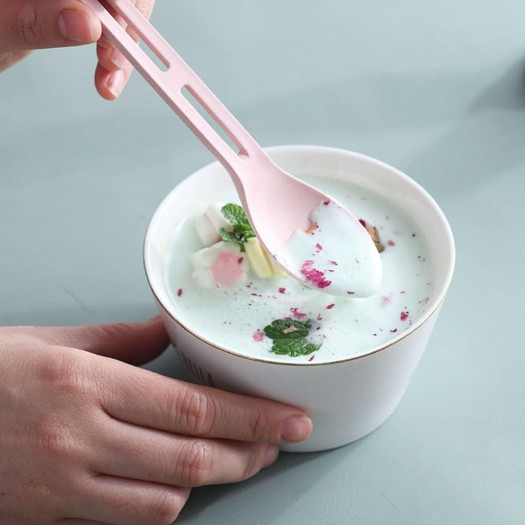 The components of the reusable cutlery set shown individually, emphasizing their practical design.