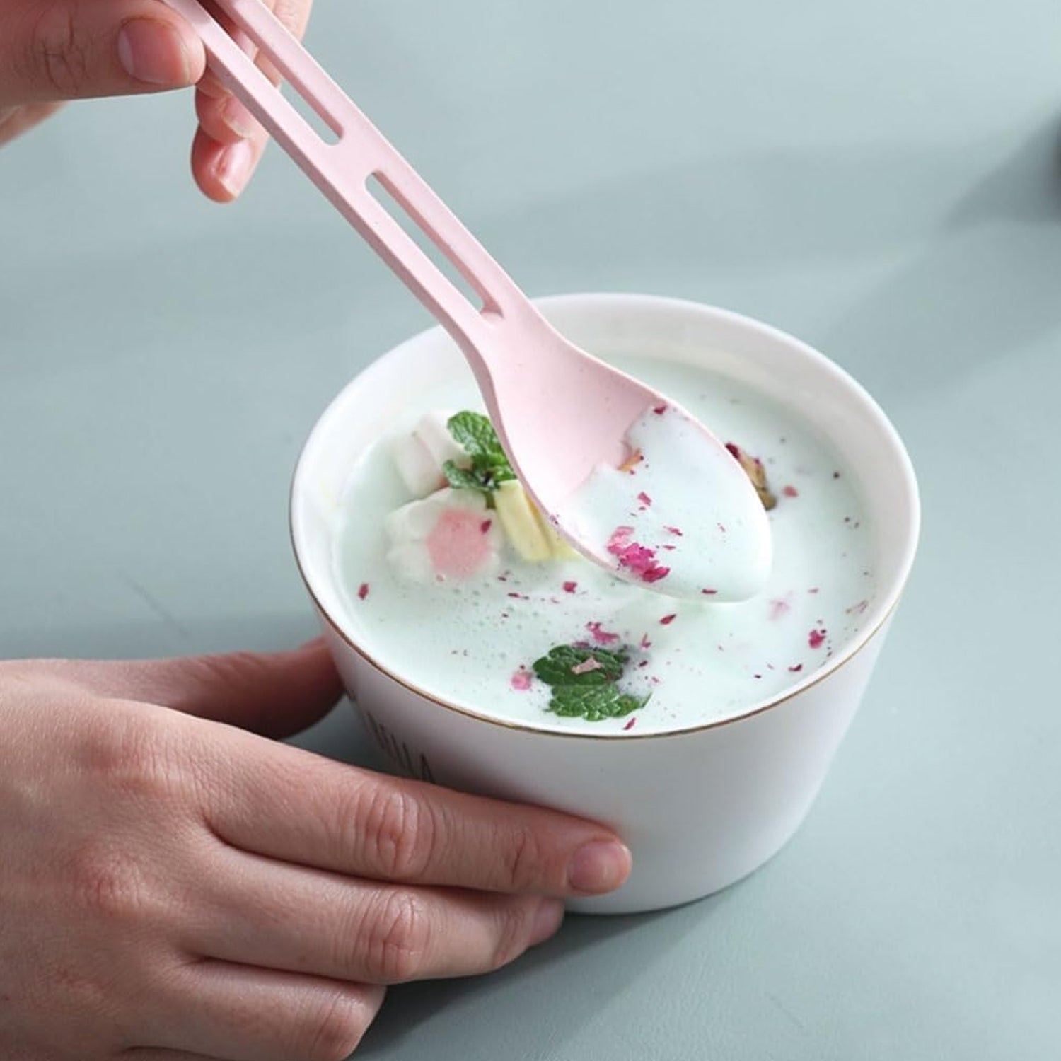 The components of the reusable cutlery set shown individually, emphasizing their practical design.