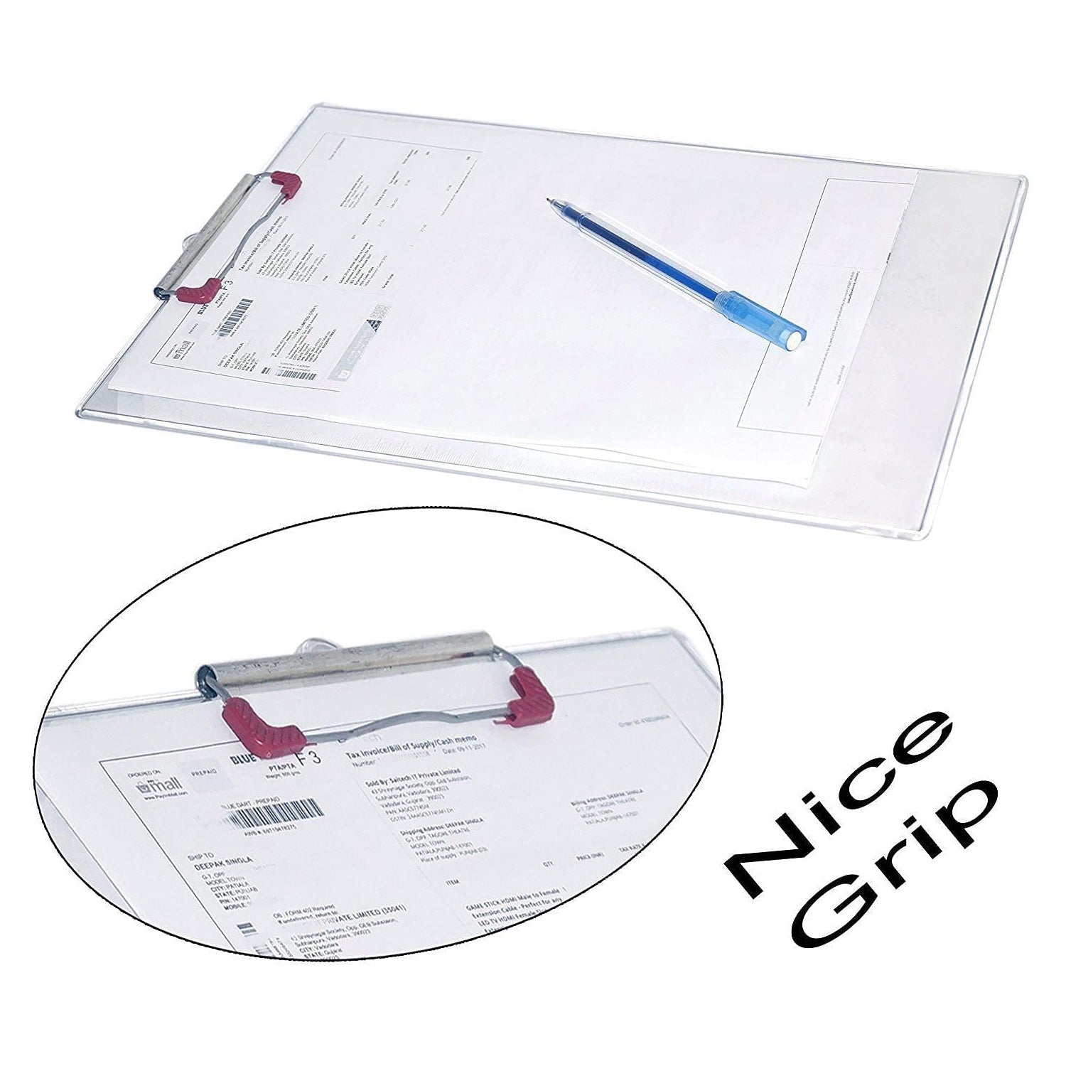 Angled view of the transparent exam pad highlighting its clear design.