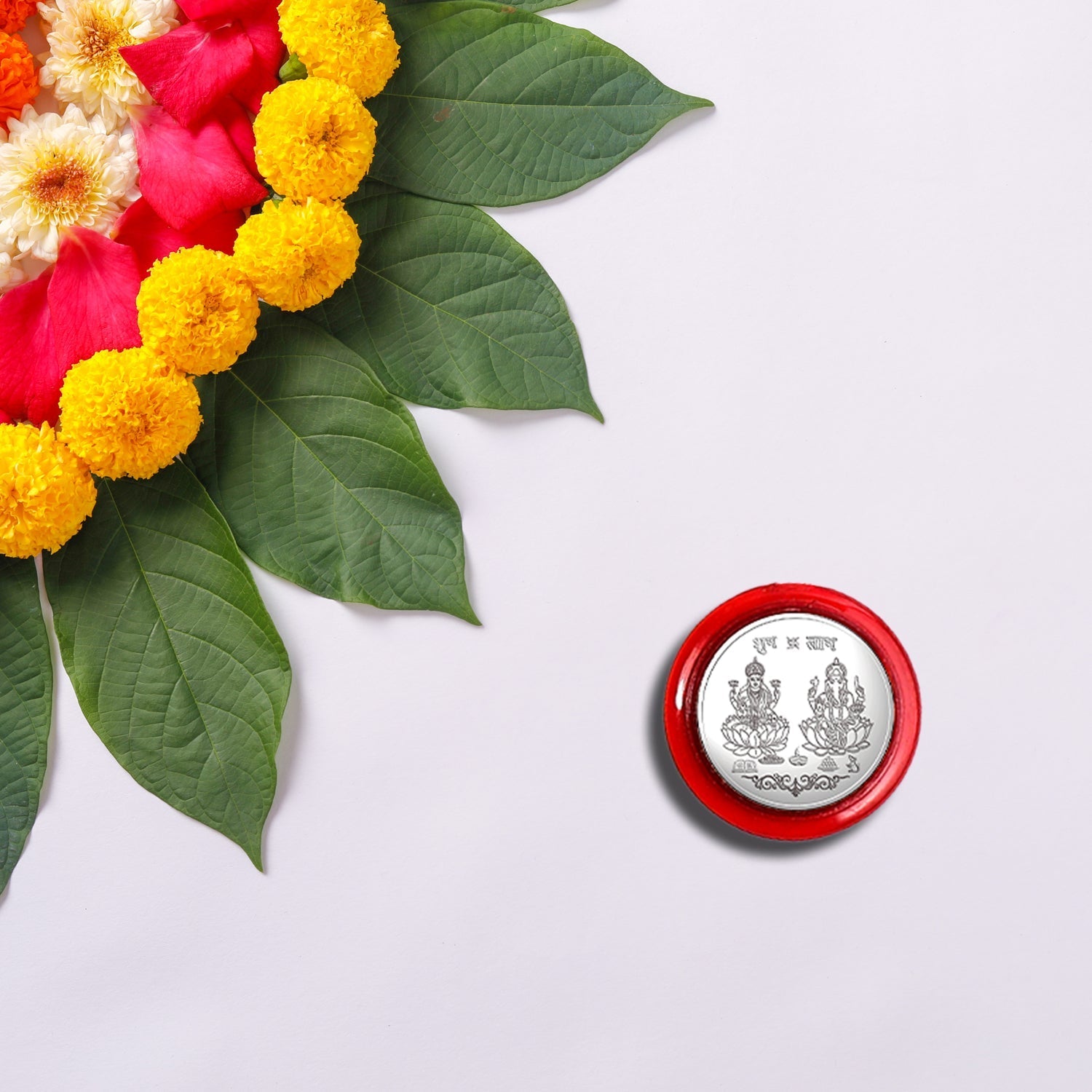 Pooja Coin showcasing intricate artwork representing Goddess Lakshmi