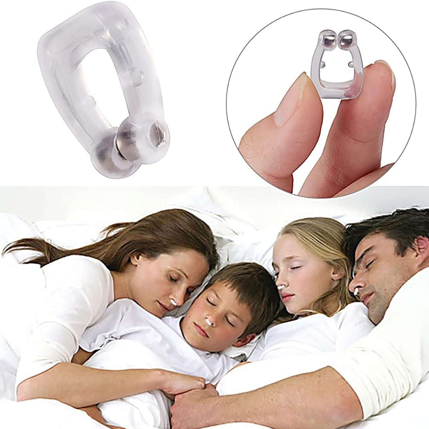 Silicone magnetic nose clip for snoring relief with comfortable fit