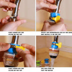 Alternative angle of the Faucet Water Filter, showing its flexible hose attachment.