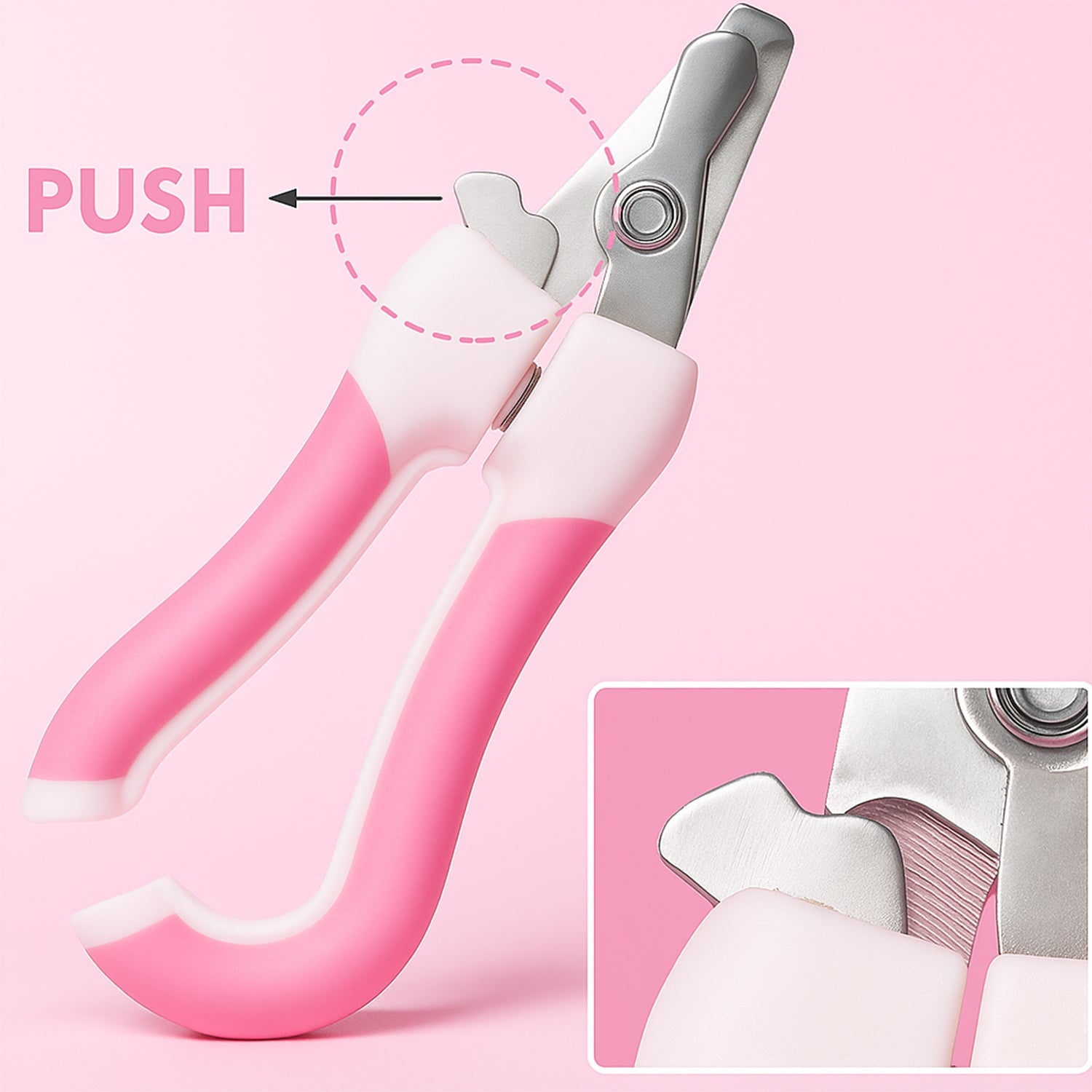 Close-up of pet nail clipping with safe stainless steel nail clipper