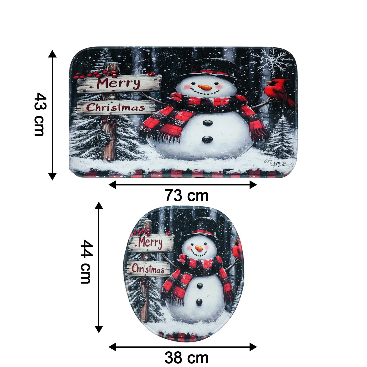 Machine washable Christmas bathroom mat set with soft microfiber texture