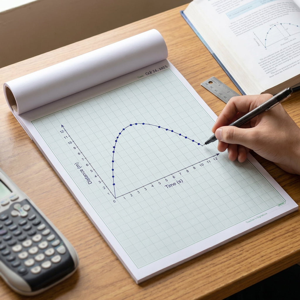 Graph paper in use displaying 1mm green grid on A4 size
