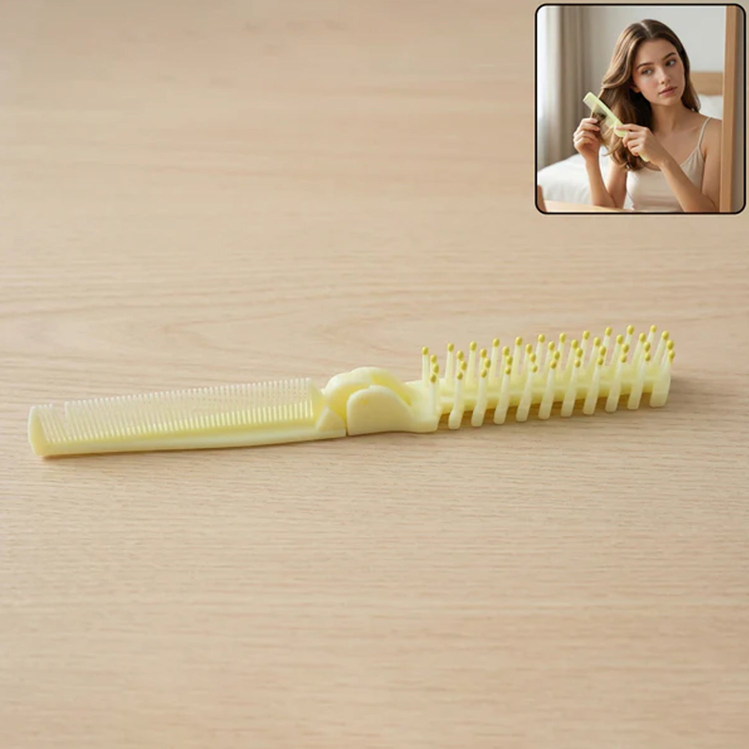 Travel-friendly foldable hair comb & brush in compact form