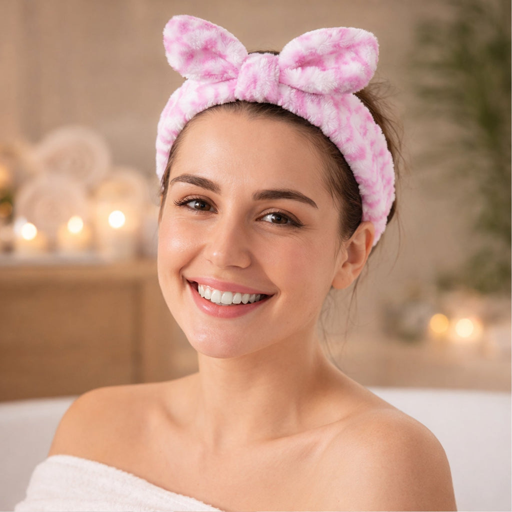 Soft plush spa headband lightweight and easy to wear