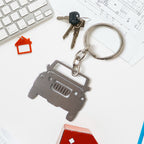 Durable stainless steel metal keychain in jeep shape