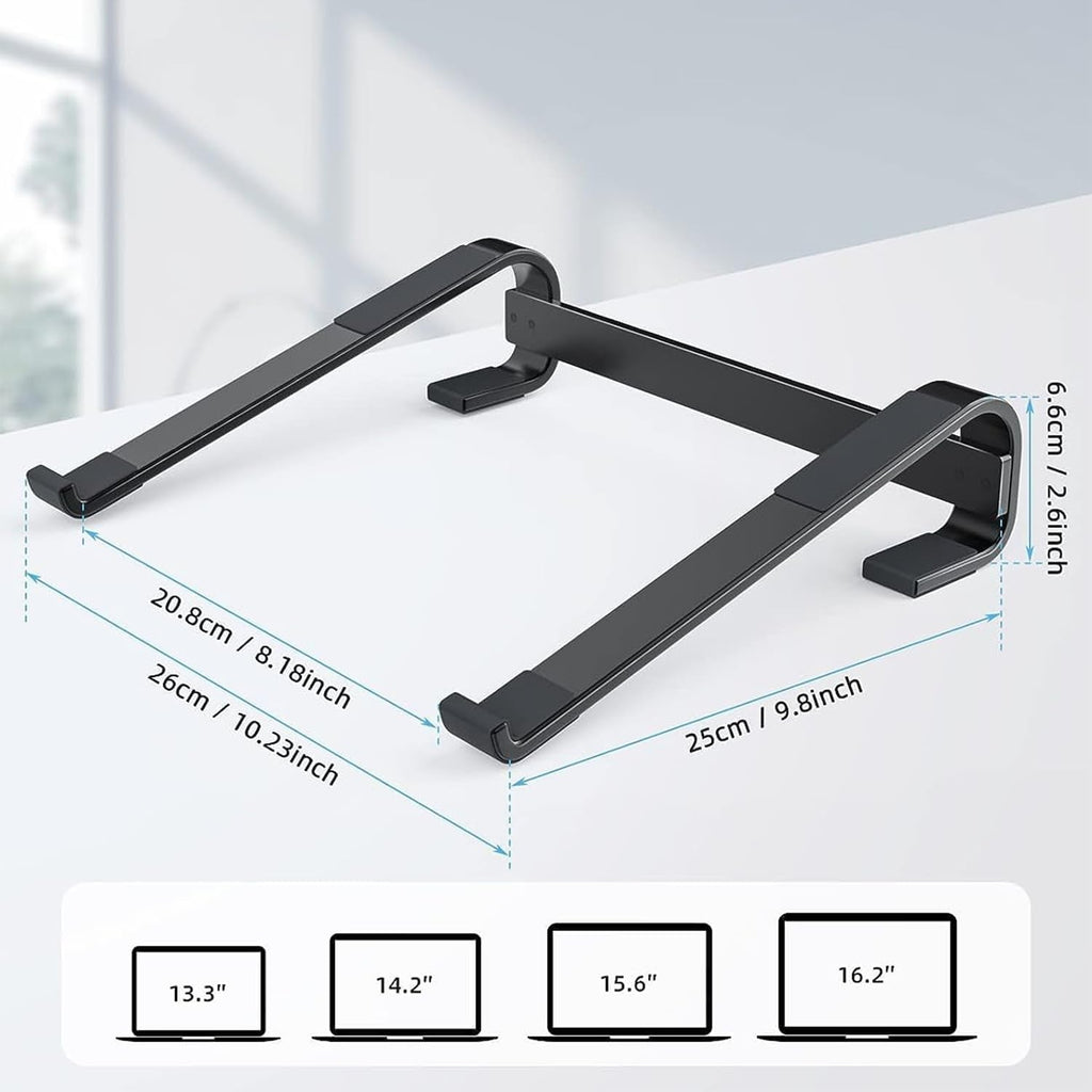 Sturdy metal laptop stand providing firm laptop support