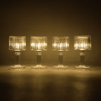 Battery operated crystal-effect LED mini table lamps arranged on table