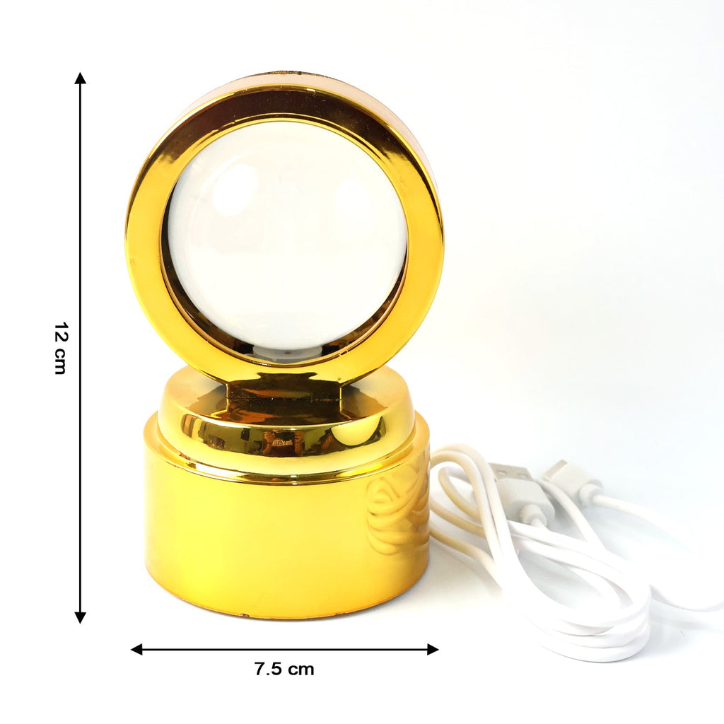 LED night lamp showcasing spinning Radhe Krishna crystal ball with elegant design
