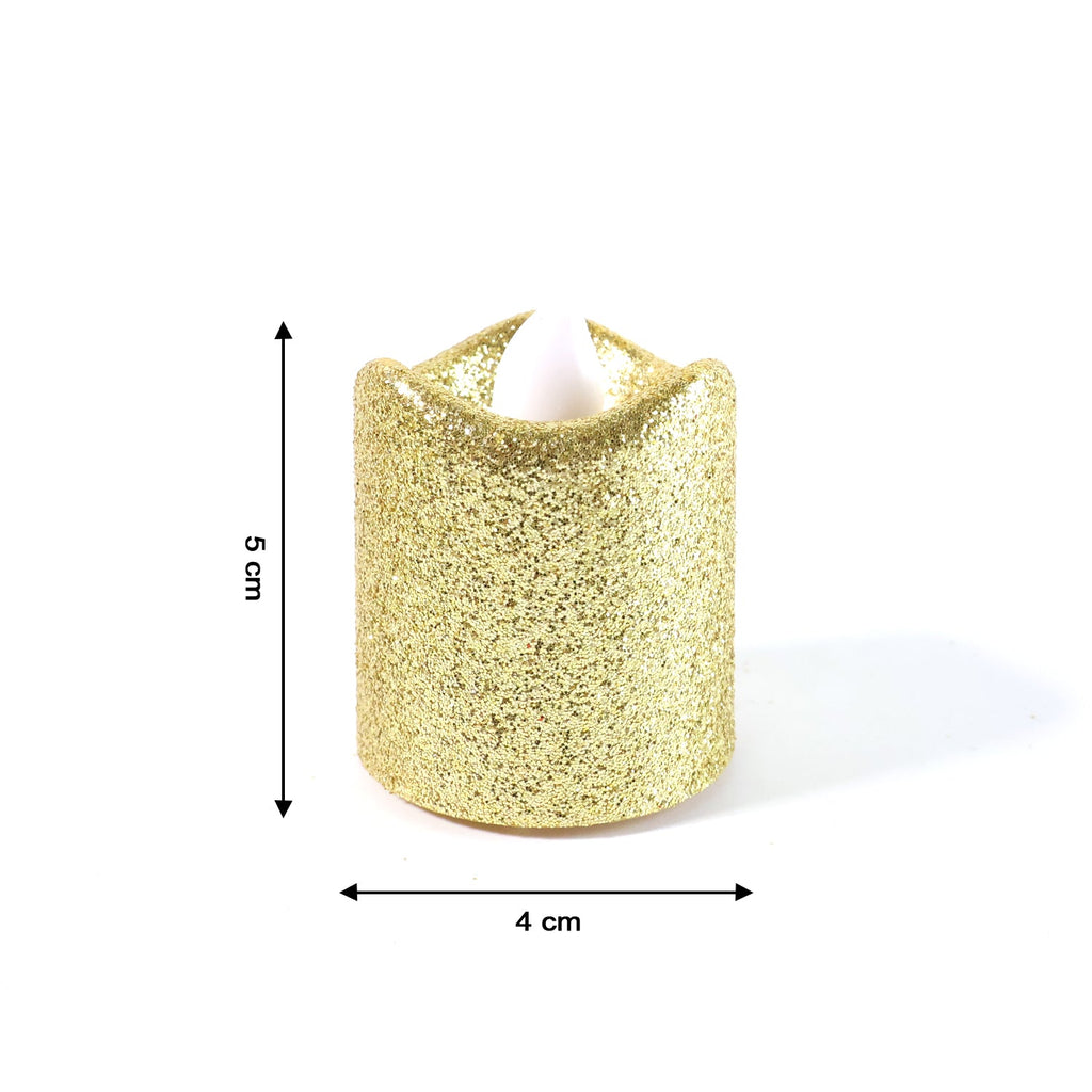 Glitter LED tealight candle showing soft and warm flickering light for Christmas