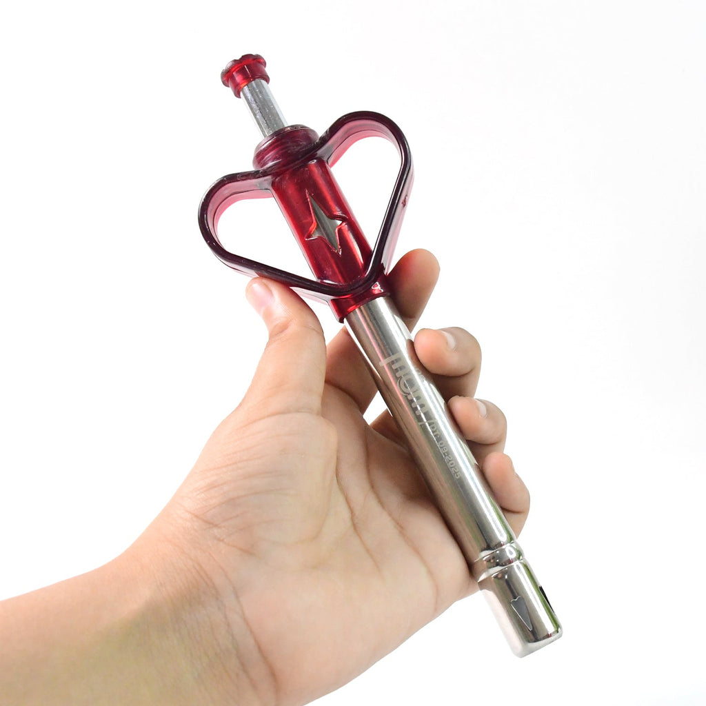 Side view of Supermom extra long stainless steel gas lighter