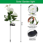 Weather-resistant solar garden flower lights with ground stakes