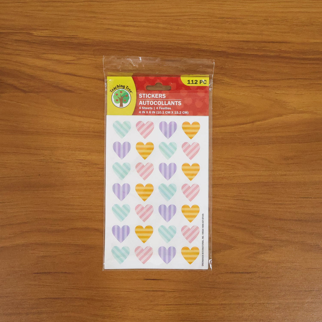 Bright and vibrant multicolor heart shape stickers for crafts