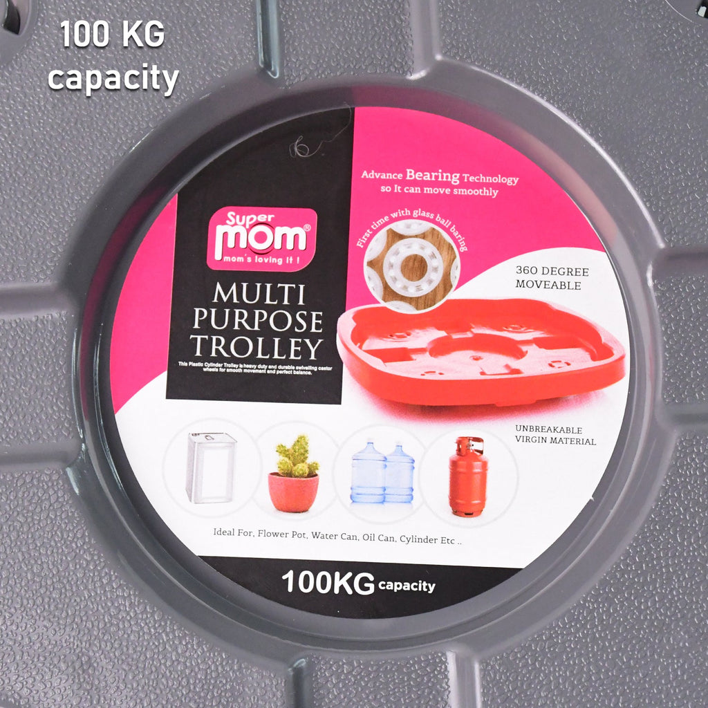 Compact plastic gas cylinder trolley for safe transport of heavy items