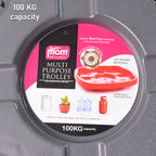 Compact plastic gas cylinder trolley for safe transport of heavy items