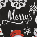 Closeup of Christmas sticker showing Santa Claus and snowman design