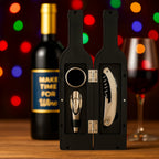 Portable wine opener and accessories kit for easy wine serving