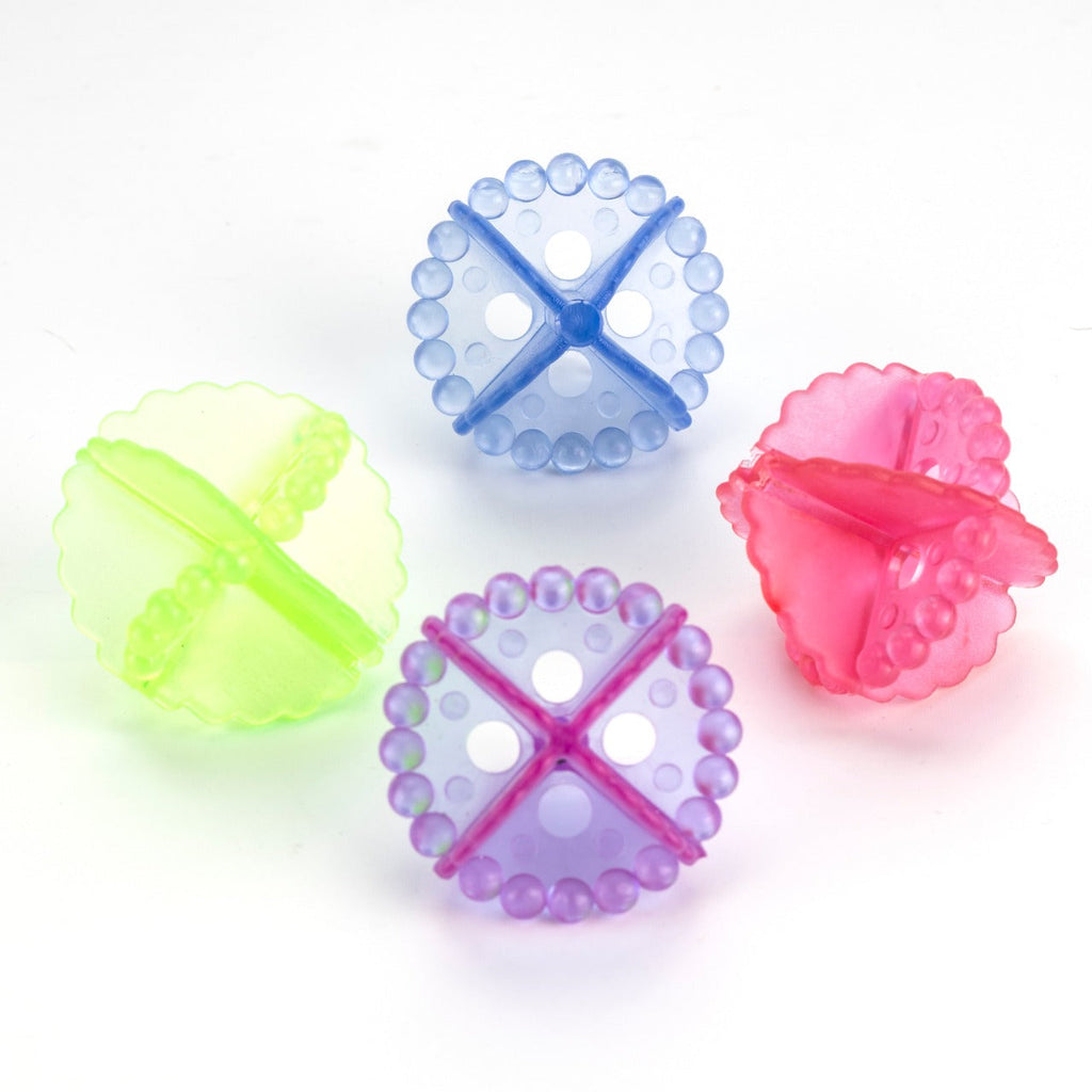 Four ceramic pellet-filled laundry balls, perfect for sensitive skin.