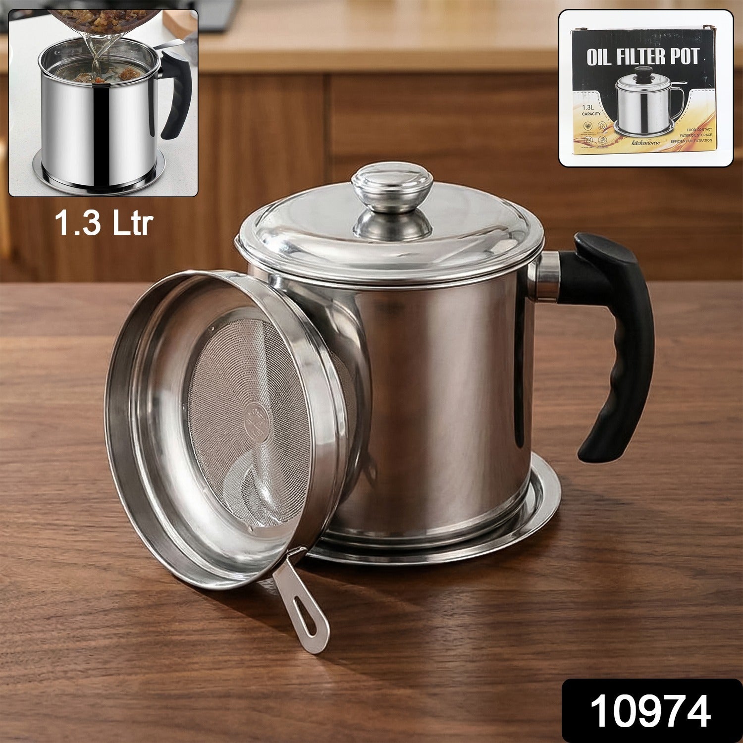 Oil collector pot made of premium stainless steel for kitchen use