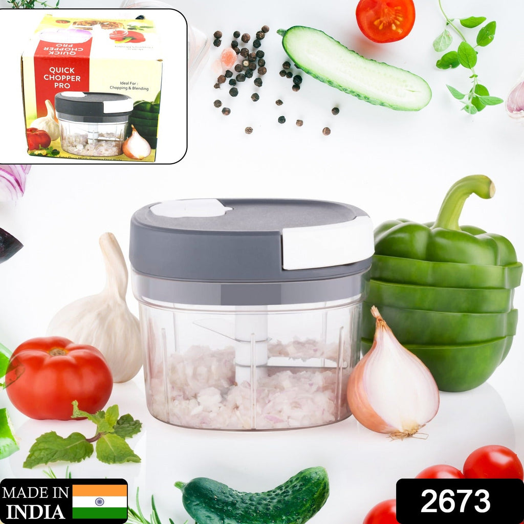 Efficient Handy Chopper in action, finely dicing fresh vegetables for a meal.