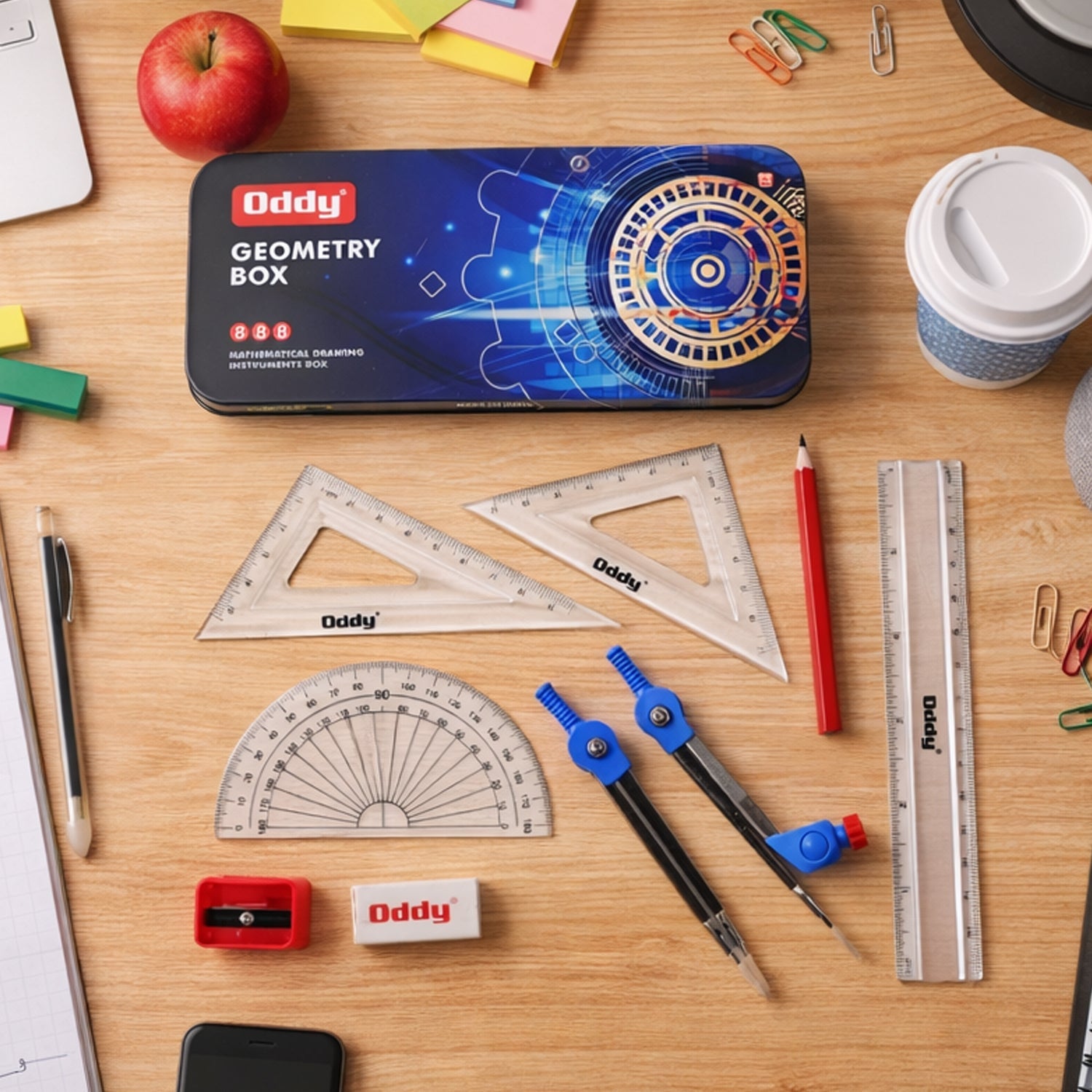 Durable geometry box kit for exams and students