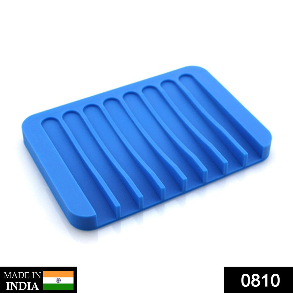 Flexible silicone soap dish stand in white for bathroom counter.