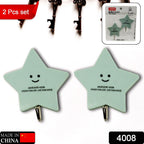 Various household items like keys, scissors, and a towel hanging securely from multipurpose self-adhesive hooks.