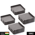 Four-piece refrigerator base stand set for washing machines and appliances.