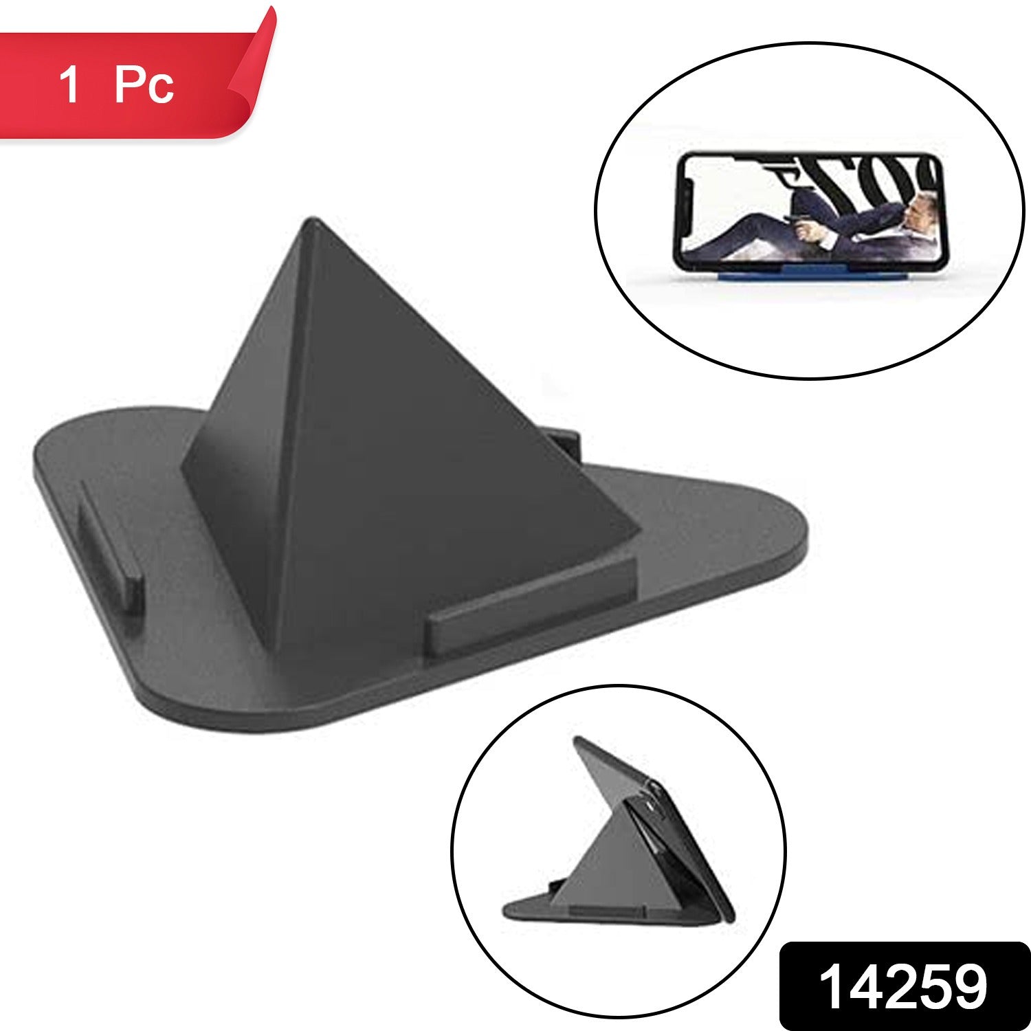 Black Pyramid Mobile Stand angled view highlighting adjustable angles