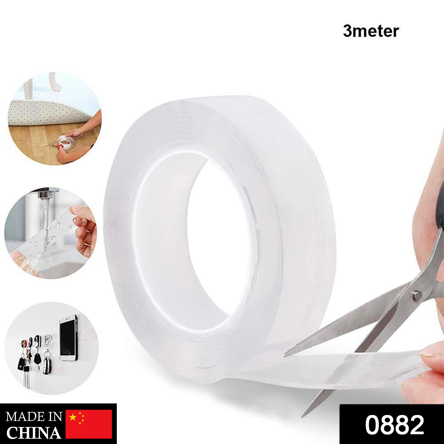 Roll of clear double-sided nano gel tape ready for use.