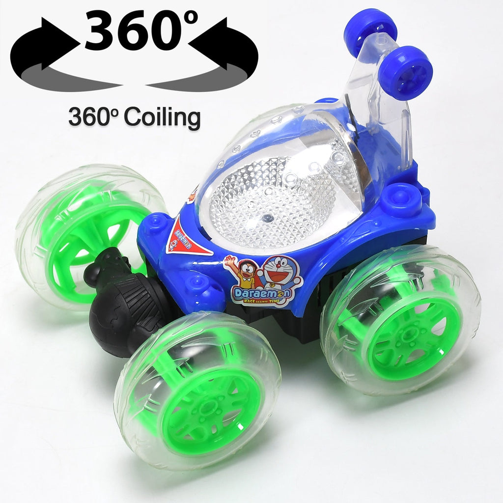 An overhead view of the Stunt Remote Control Car with its intricate 3D light patterns.