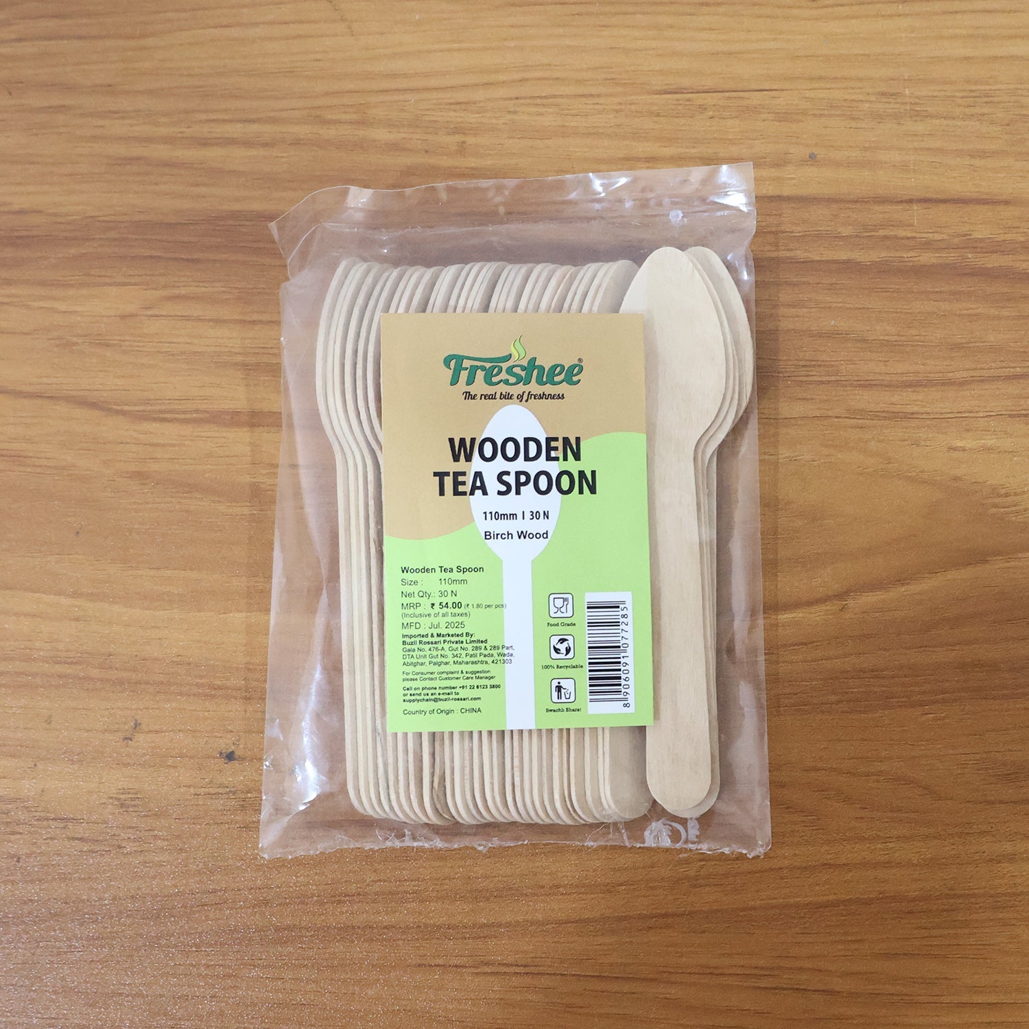 Eco-friendly disposable tea spoon wooden 110mm pack for cafes and events