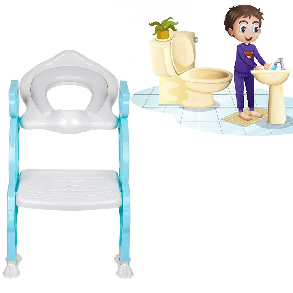 2-in-1 potty training ladder for easy toilet access, shown in a clean bathroom.
