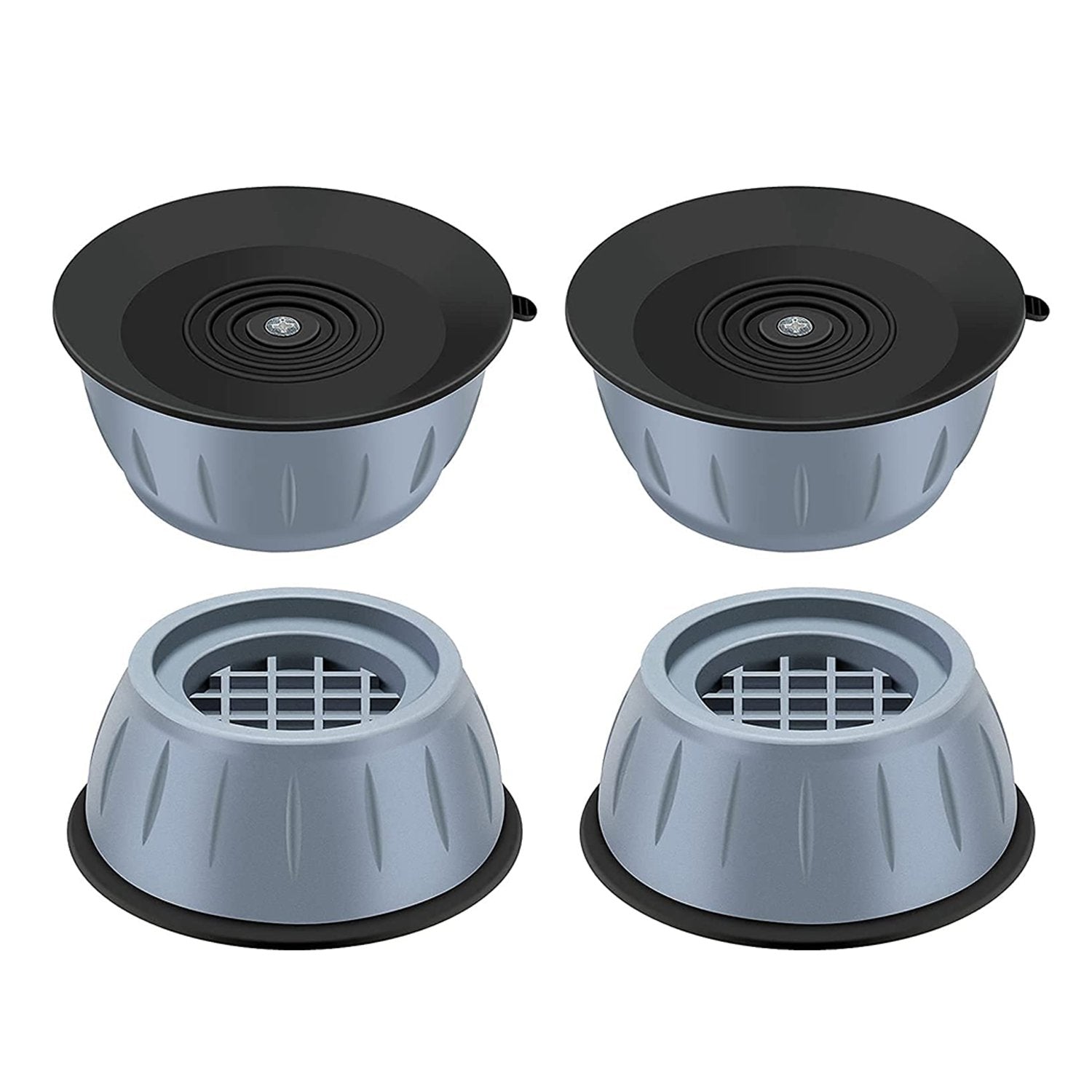 Set of four anti vibration pads with suction cup feet for washing machines.