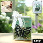Close-up of metal butterfly bookmark showing detailed cut-out design