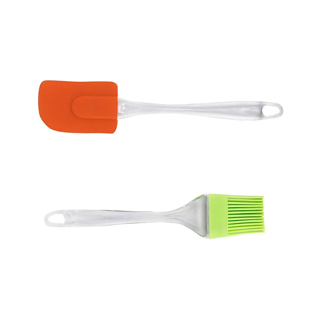 The versatile silicone kitchen tool set, featuring a brush and spatula.