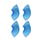 Set of blue disposable shoe covers suitable for indoor and outdoor use.