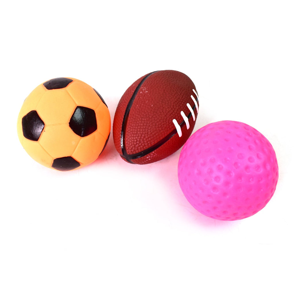 A close view of the soft plastic texture of the squeeze balls, ensuring child safety.