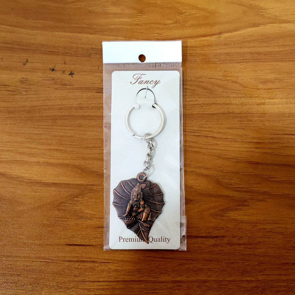 Elegant antique finished Bal Krishna keychain with spiritual design