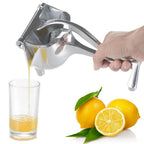 Heavy-duty manual fruit juicer made from aluminium, ideal for home kitchens.