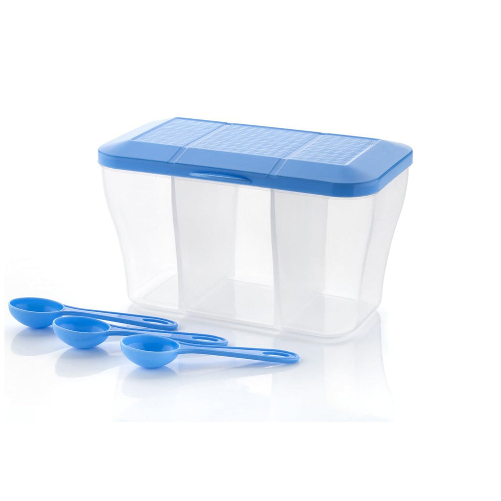 Clear 750ml square plastic storage box, ideal for both kitchen and general home organization.