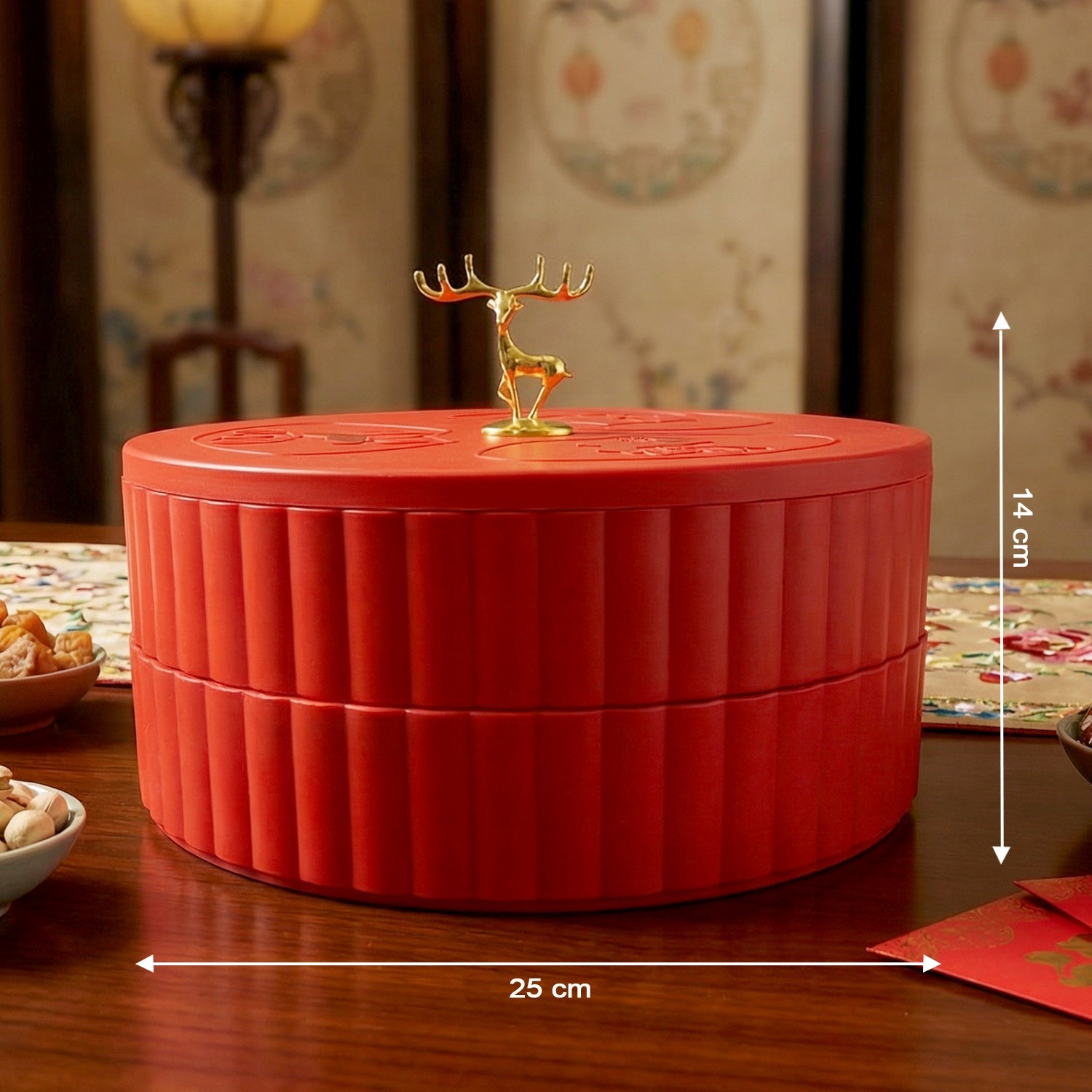 Closed lid of multipurpose dry fruit serving tray enhancing presentation