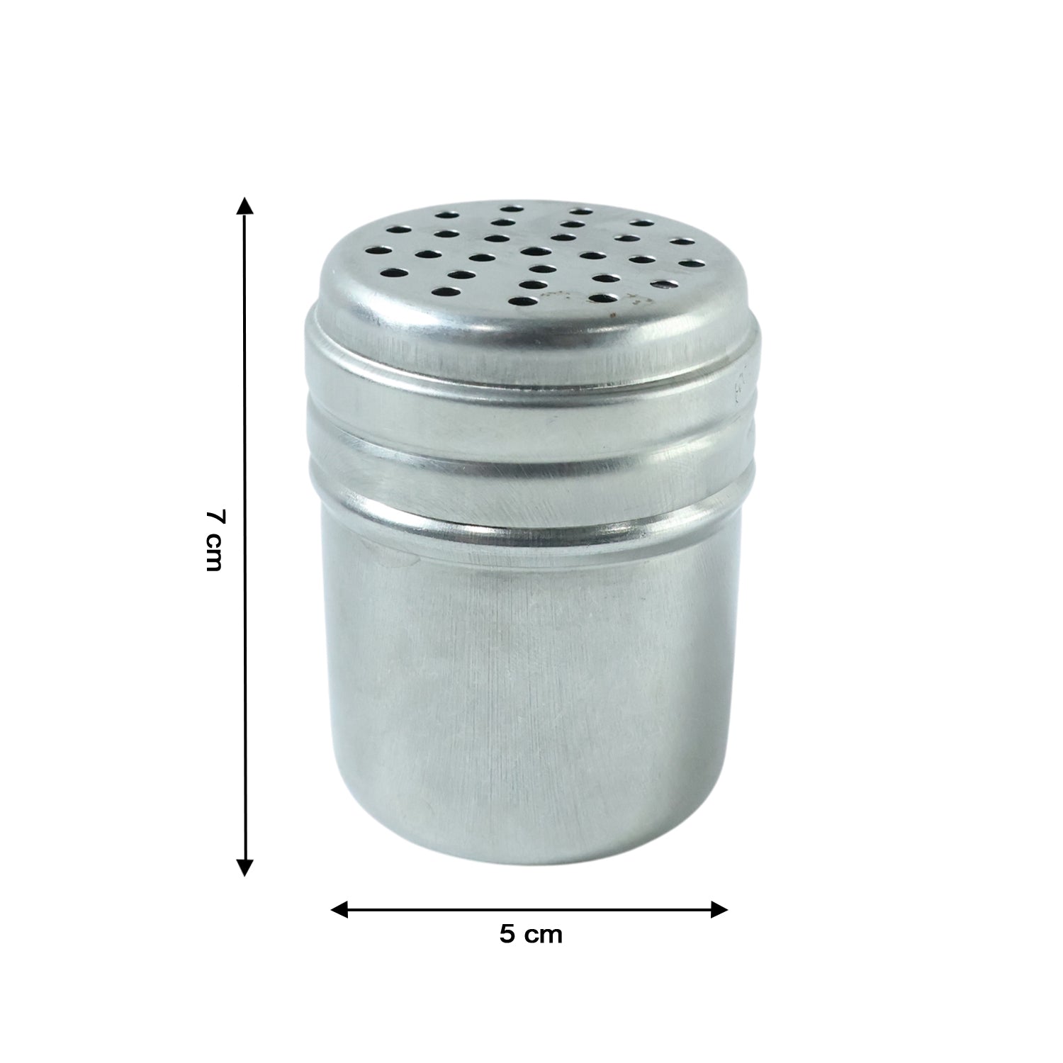 Neutral image of kitchen container for spices made of stainless steel