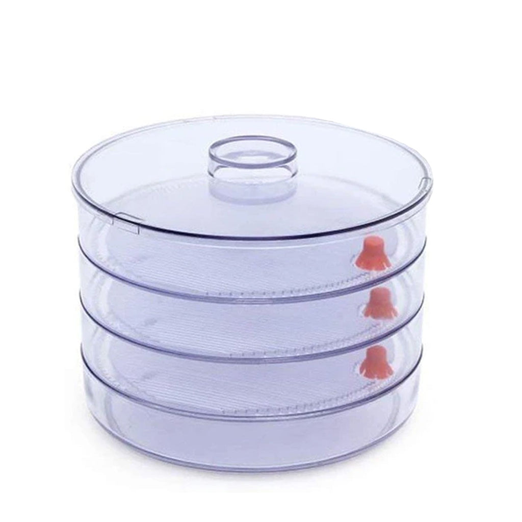 The Tidy Table 4-compartment sprout maker in white, ready for cultivating fresh, organic sprouts.